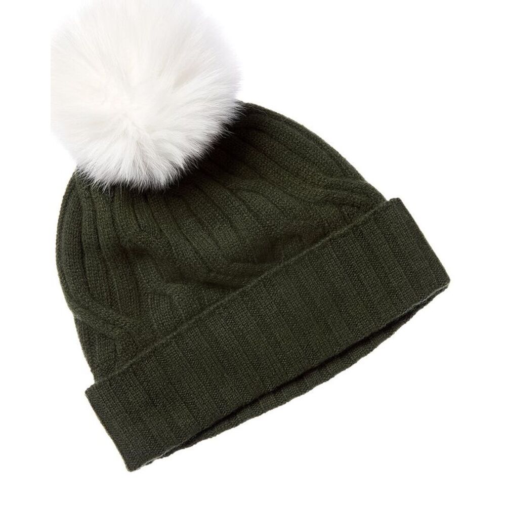 Hannah Rose Wide Cable Cashmere Hat, Green